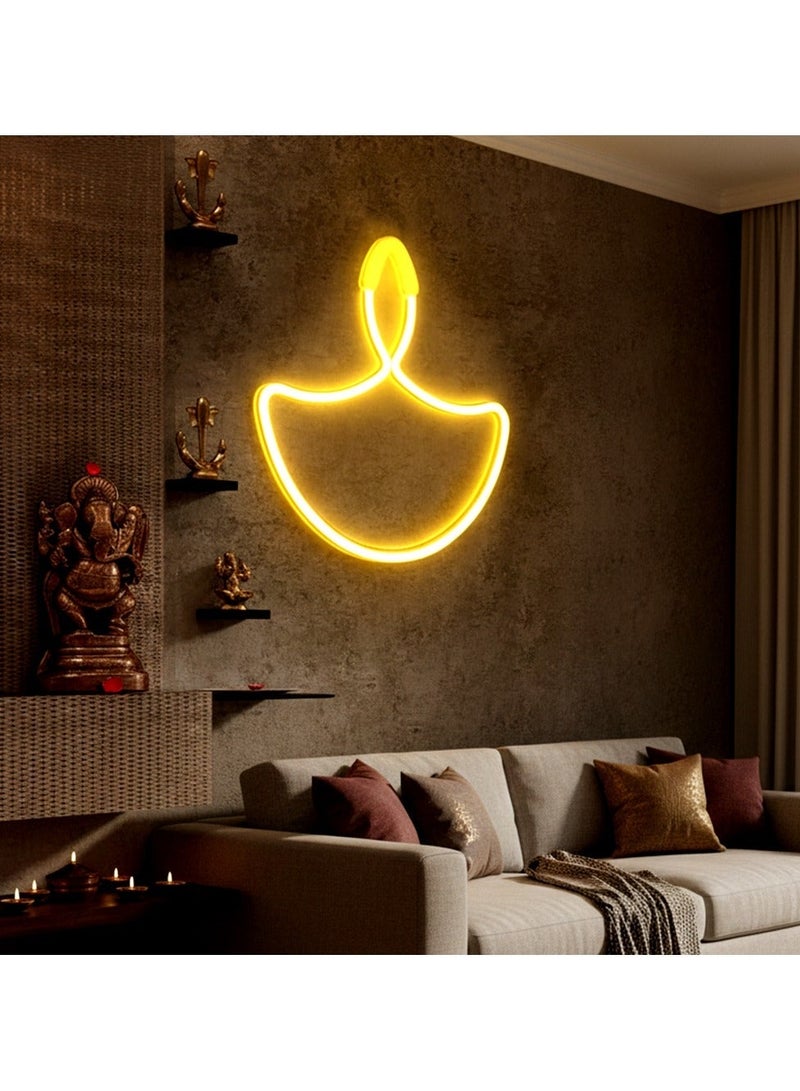 ZAYO LED Diya Light Warm White 60CM Decorative Diya Lights for Diwali Decoration, Festival Lighting, Wedding Decor, Home, Party & Indoor Wall Hanging Light - Image 3